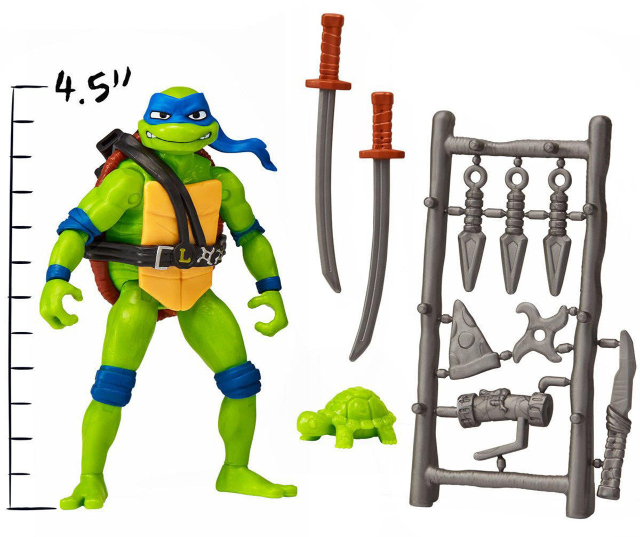 Playmates Teenage Mutant Ninja Turtles: Mutant Mayhem Movie Figura básica de Leonardo de 4,5"