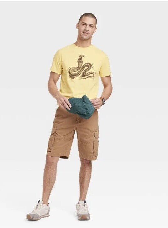 Camiseta de manga corta de manga corta de ajuste estándar para hombre - Goodfellow - serpiente amarilla- Talla S