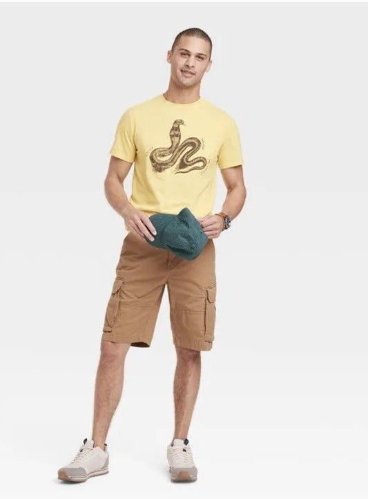 Camiseta de manga corta de manga corta de ajuste estándar para hombre - Goodfellow - serpiente amarilla- Talla S