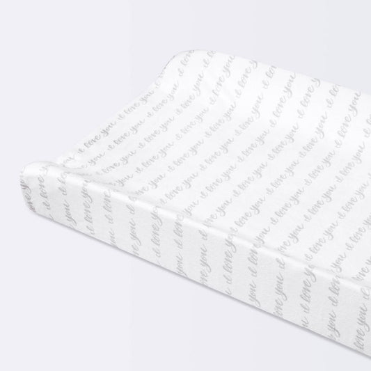 Funda de cambiador de felpa I Love You Script - Gris/Blanco - Cloud Island™