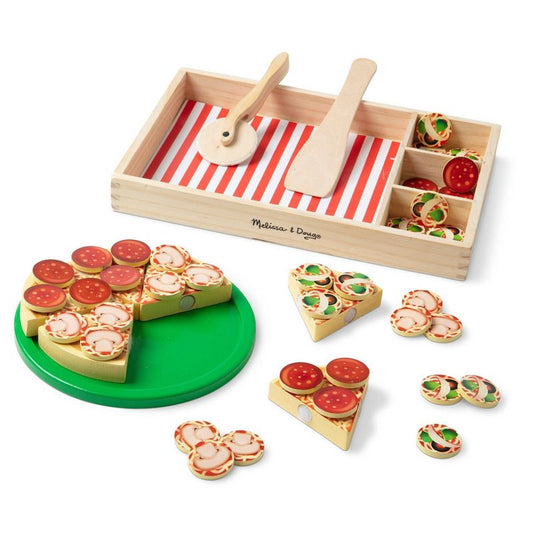 Juego de comida de madera para fiesta de pizza Melissa & Doug