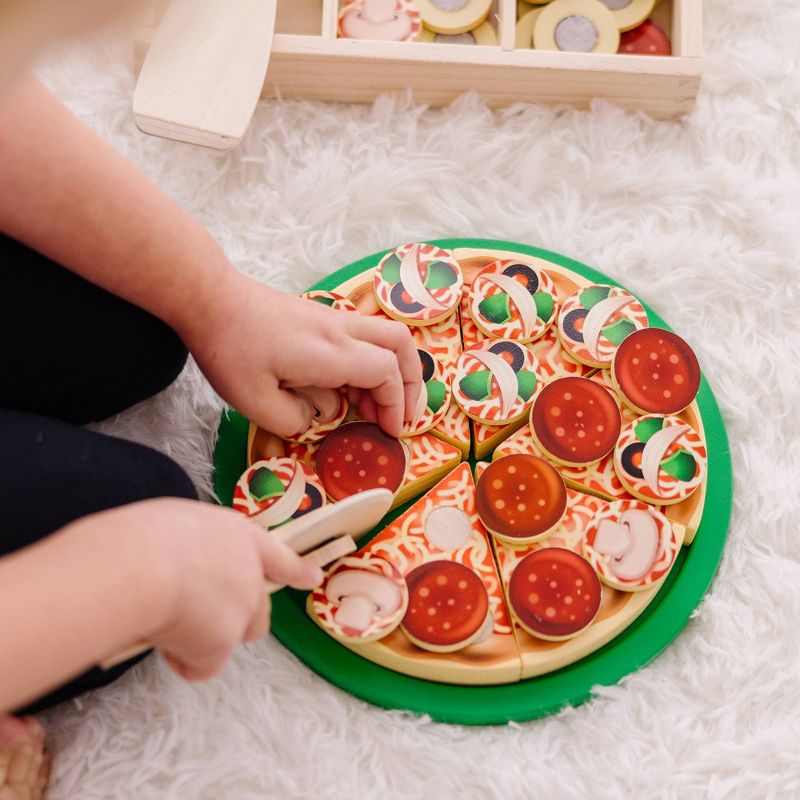 Juego de comida de madera para fiesta de pizza Melissa & Doug