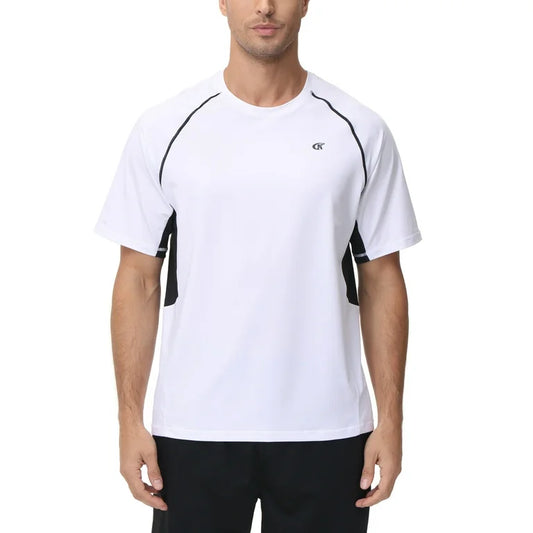 Weilanxin Camisas de Natación de Manga Corta para Hombre de Secado Rápido para Correr UPF50+ Protección Solar Top Protector contra Erupciones Blanco - talla L