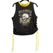 Blusa tipo Camiseta sin mangas negra Wild Child con gráfico de calavera - No Boundaries - talla XXL Juvenil (19) - talla S adulto
