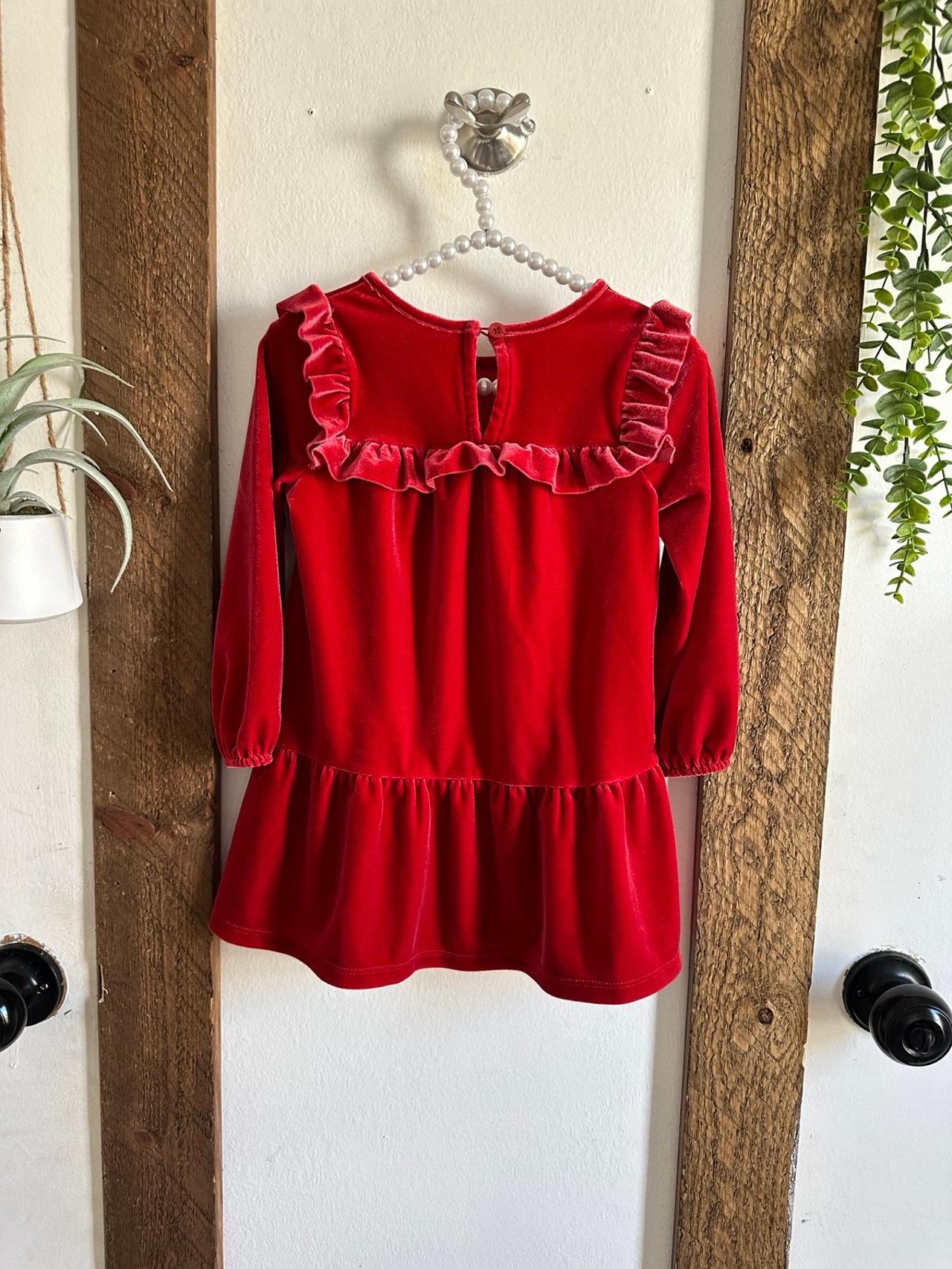 Vestido de terciopelo rojo con volantes - Cat & Jack - Vestido de terciopelo rojo para niña - talla 5T