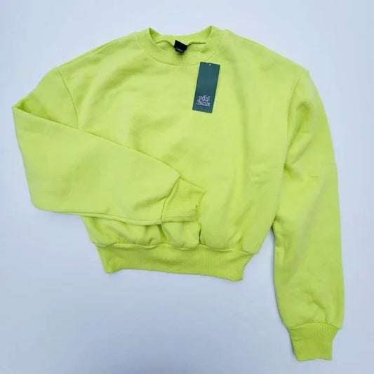Sudadera corta verde lima vibrante para mujer de -Wild Fable- talla XXs