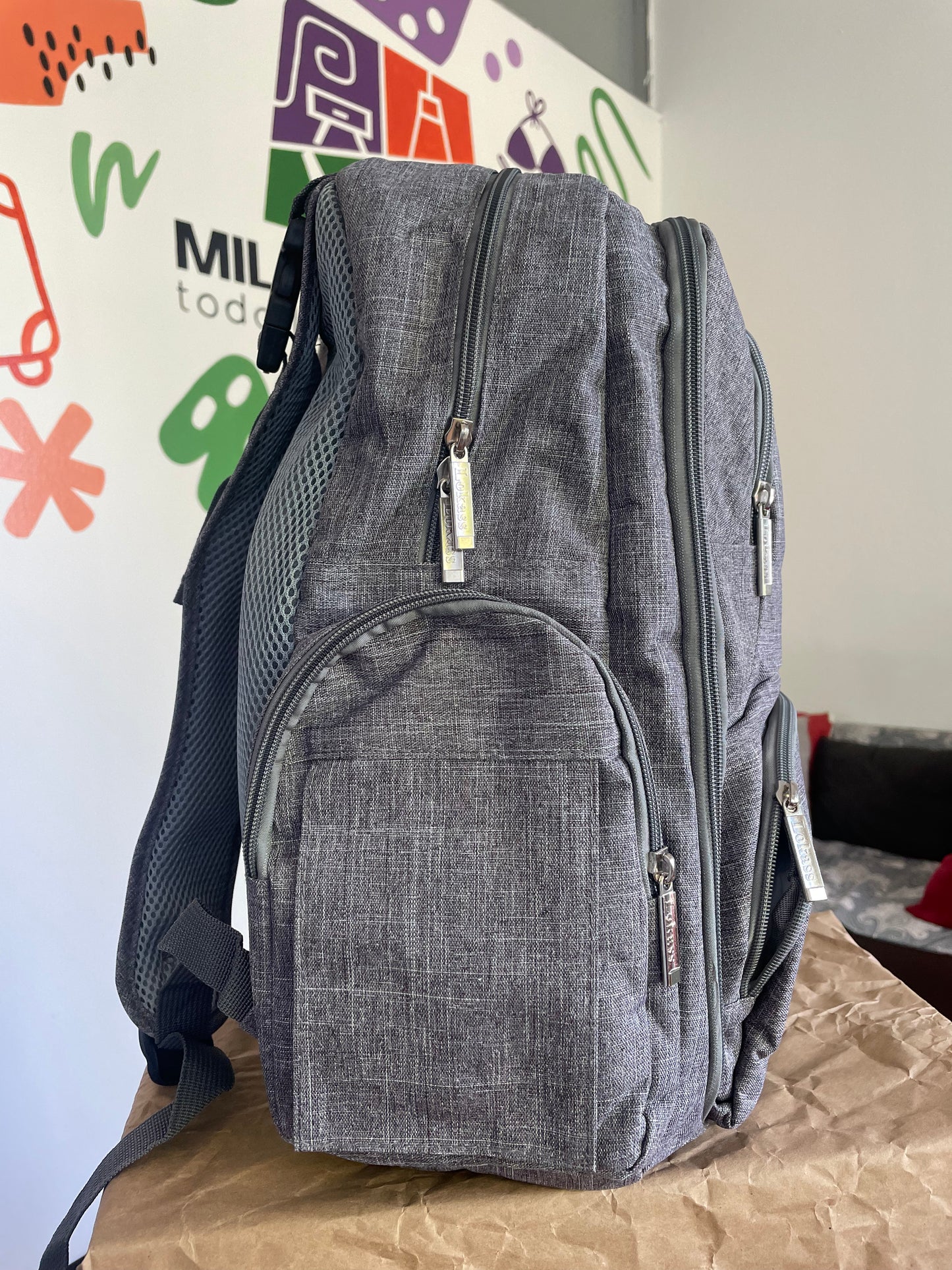 Pañalera tipo mochila 
Incluye aulado y bolsa con clip para pacha , compartimos laterales tipo lonchera para mantener caliente o fria
