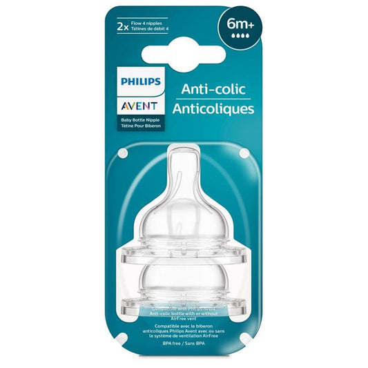 Philips Avent 2pk Pezón de biberón anticólico - Flujo rápido