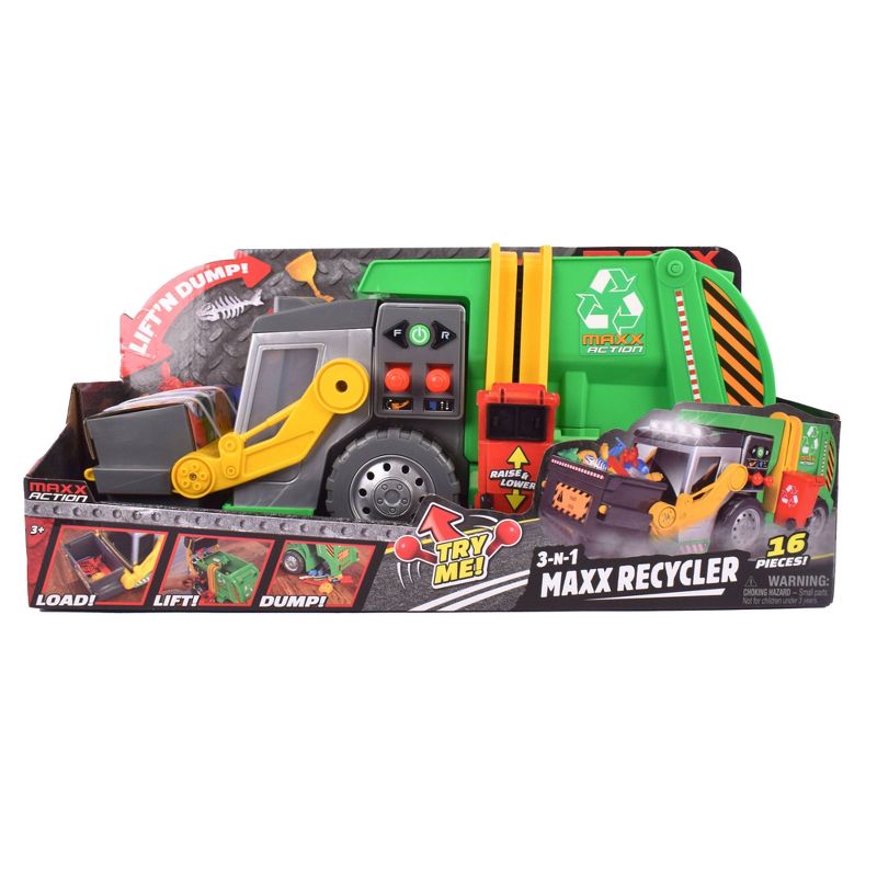 Maxx Action 3-N-1 Maxx Recycler - Camion de reciclaje con sonido, luces y movimiento