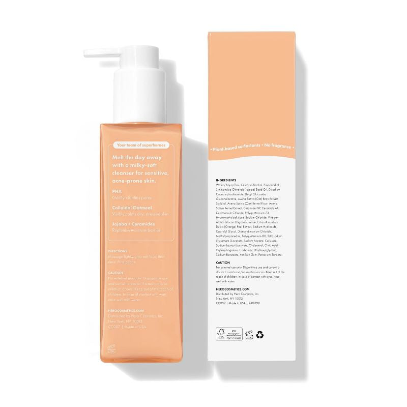 Hero Cosmetics Limpiador facial suave que clarifica los poros lechosos para pieles sensibles y propensas al acné - 5,40 fl oz