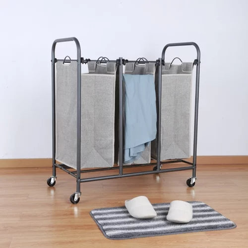 Better Homes & Gardens Gunmetal Grey Rolling 3 Bag Laundry Sorter- carro auxiliar para lavanderia