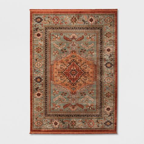 Alfombra - Floral Woven Rug Rust/Green - Threshold™