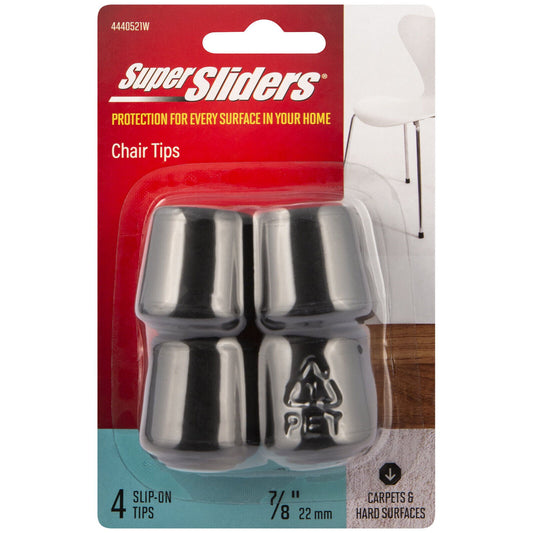 Super Sliders 7/8" / 22mm • 4 SILLA DESLIZANTE DE GOMA / PUNTAS DE MESA • Gorra para la pierna negra