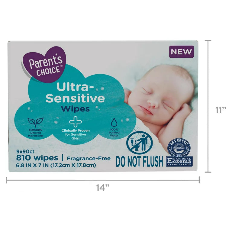 Toallitas para bebés ultrasensibles Choice de los padres, 810 unidades