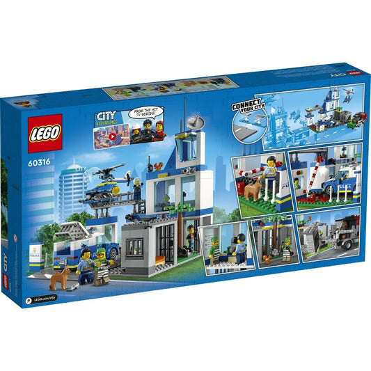 Juego de juguetes y helicópteros para camiones de la estación de policía de LEGO City 60316