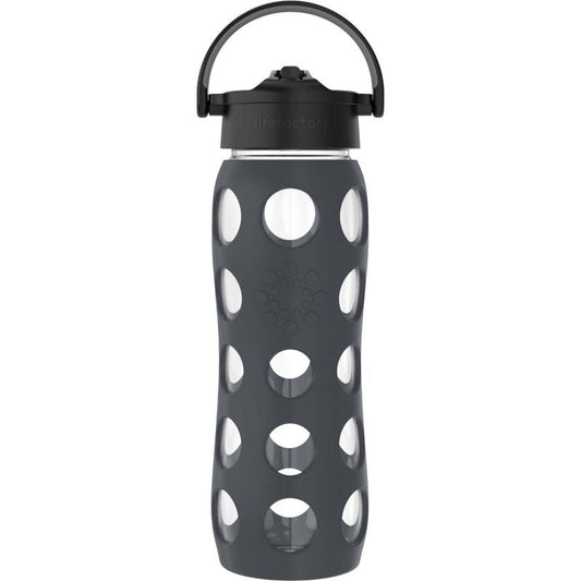 Botella de hidratación de vidrio Lifefactory de 22 oz con tapa de pajilla de carbono