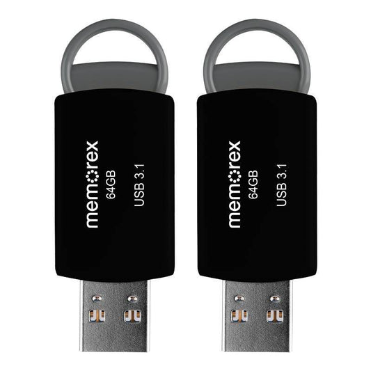 Unidad flash Memorex de 64 GB USB 3.1 de 2 piezas - Negro