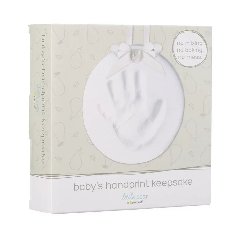 Kit de adorno navideño de recuerdo con huella de mano colgante de pera pequeña, blanco, regalo de baby shower, adorno de recuerdo de bebé