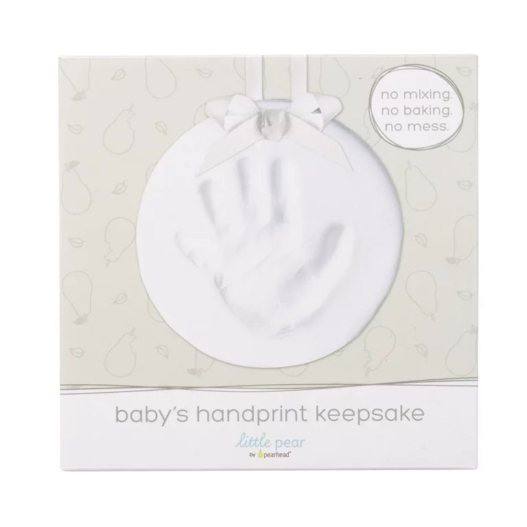 Kit de adorno navideño de recuerdo con huella de mano colgante de pera pequeña, blanco, regalo de baby shower, adorno de recuerdo de bebé