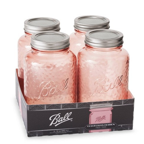 Ball 32oz 4pk Glass Regular Mouth Rose Vintage Mason Jar con tapa y banda