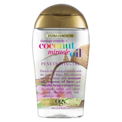 Remedio para daños de fuerza extra OGX + aceite de coco milagroso aceite penetrante - 3,3 fl oz