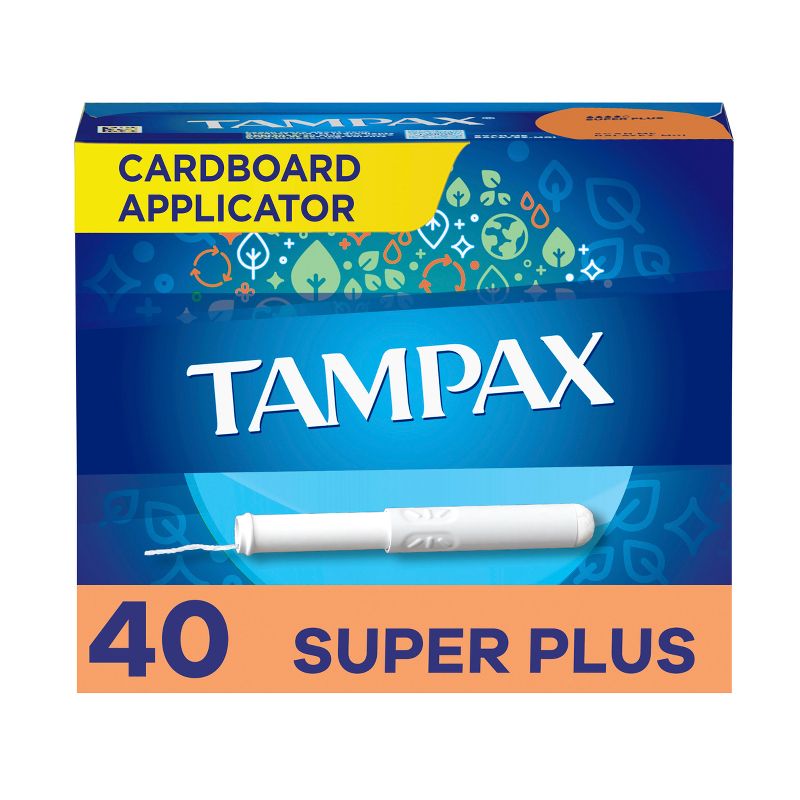 Tampax Cardboard Super Plus Absorbency Anti-Slip Grip LeakGuard Skirt Tampons - Sin perfume - 40ct