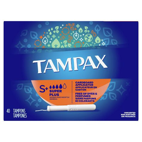 Tampax Cardboard Super Plus Absorbency Anti-Slip Grip LeakGuard Skirt Tampons - Sin perfume - 40ct