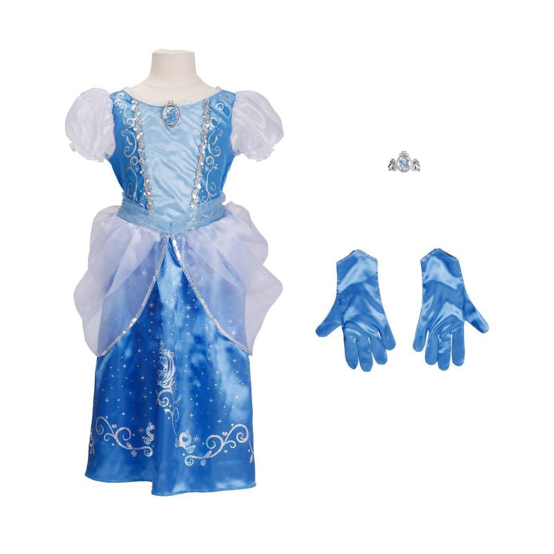 Vestido majestuoso de la princesa Cenicienta de Disney con pulsera y guantes