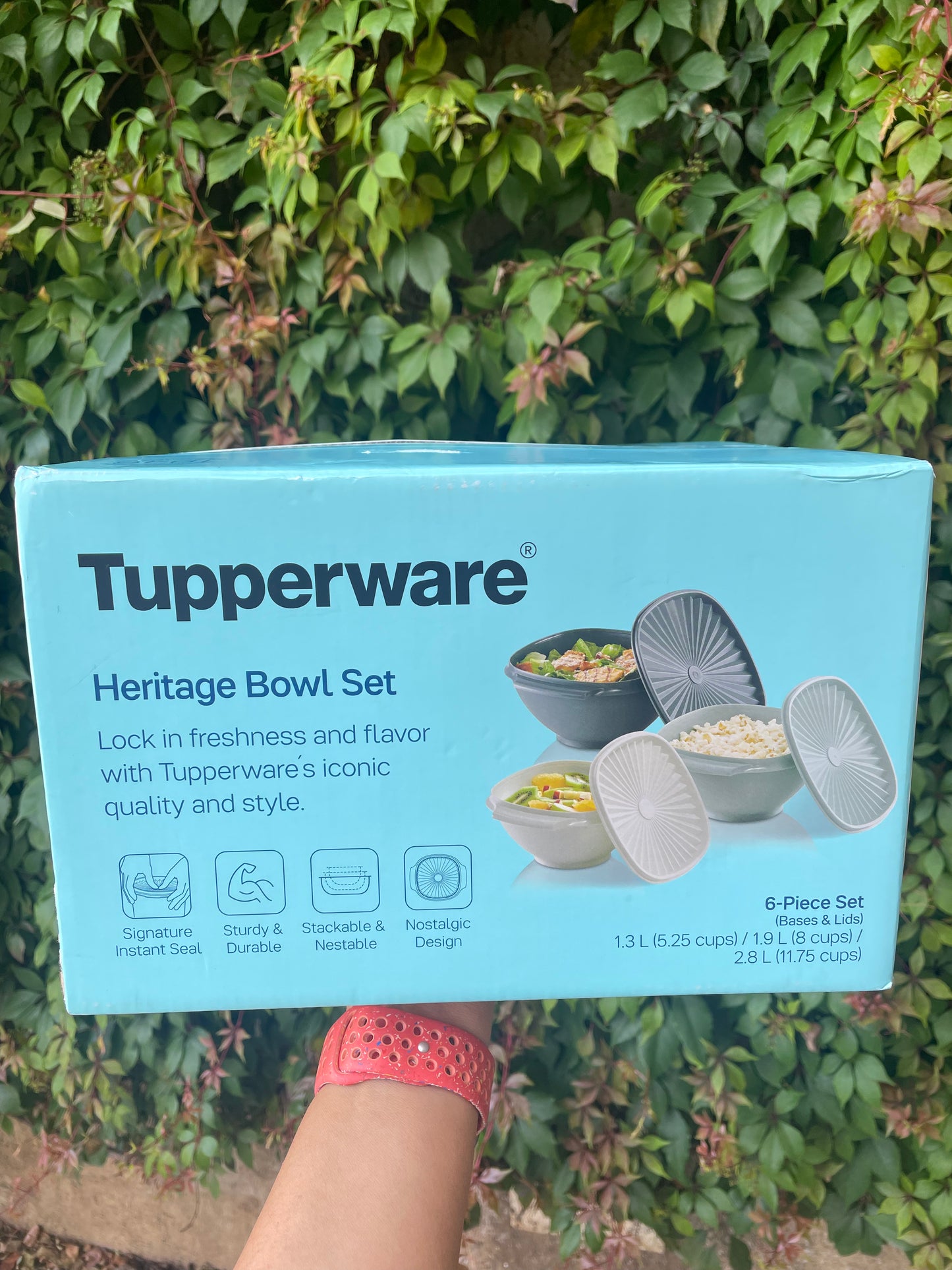 Juego de contenedores de plástico para almacenamiento de alimentos Tupperware Heritage 3 piezas (5,25c, 8c, 11,75c)