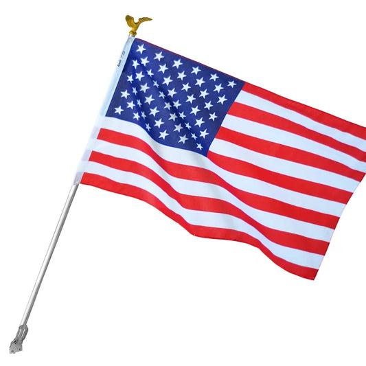 Bandera de polialgodón americano de 3' x 5' con asta de bandera de 3 secciones de 6' y adorno de águila de Annin