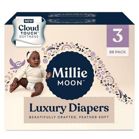 Pañales de lujo Millie Moon - (Seleccione el tamaño y el recuento) talla 3 -88 pañales