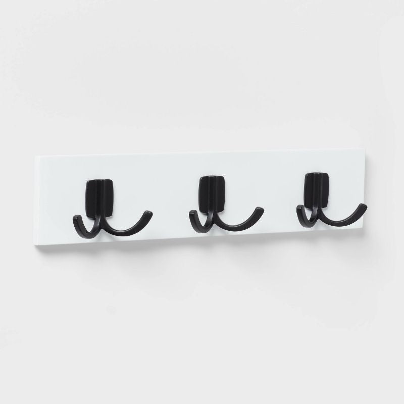 Modern Octopus 3 Hooks Rail Negro/Blanco - Brightroom™