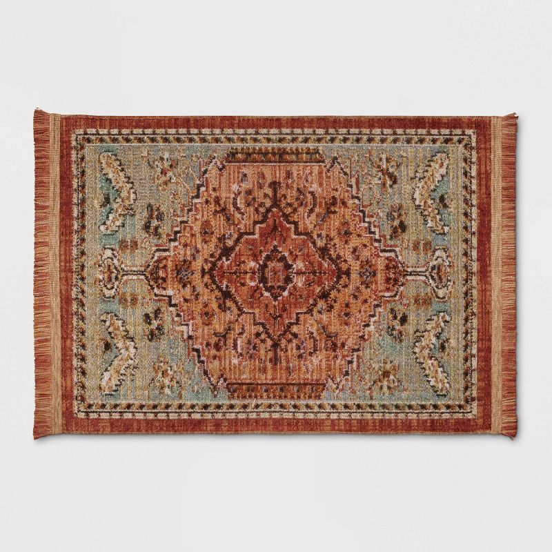 Floral Woven Rug Rust/Green - Threshold™