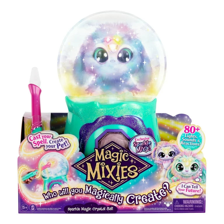 Magic Mixies Sparkle Bola de cristal mágica con exclusivo juguete de peluche Sparkle interactivo de 8 pulgadas Mayores de 5 años