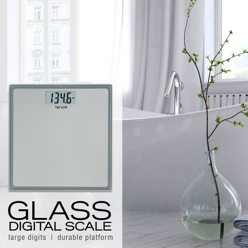 Báscula de baño de vidrio digital gris/plata - Taylor