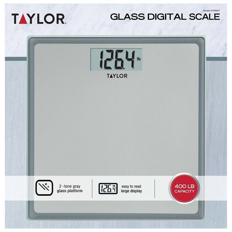 Báscula de baño de vidrio digital gris/plata - Taylor