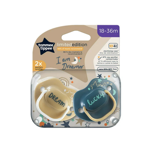 Chupetes Tommee Tippee Moda | 18-36 m, 2 unidades | Incluye caja de esterilizador