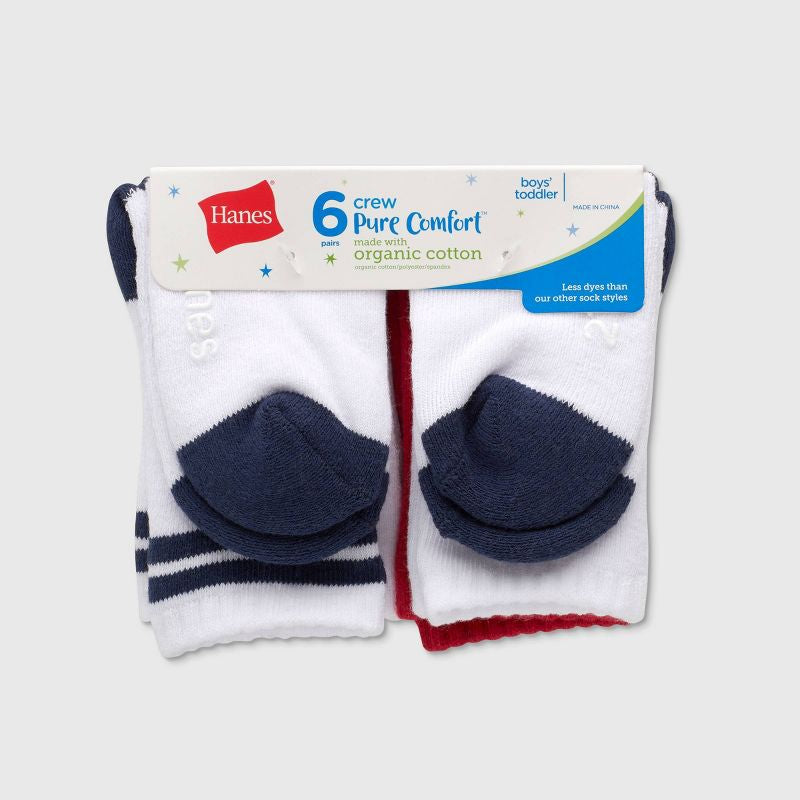 Calcetines Sólidos De 6pk Para Niños Pequeños Hanes - talla 2T-3T