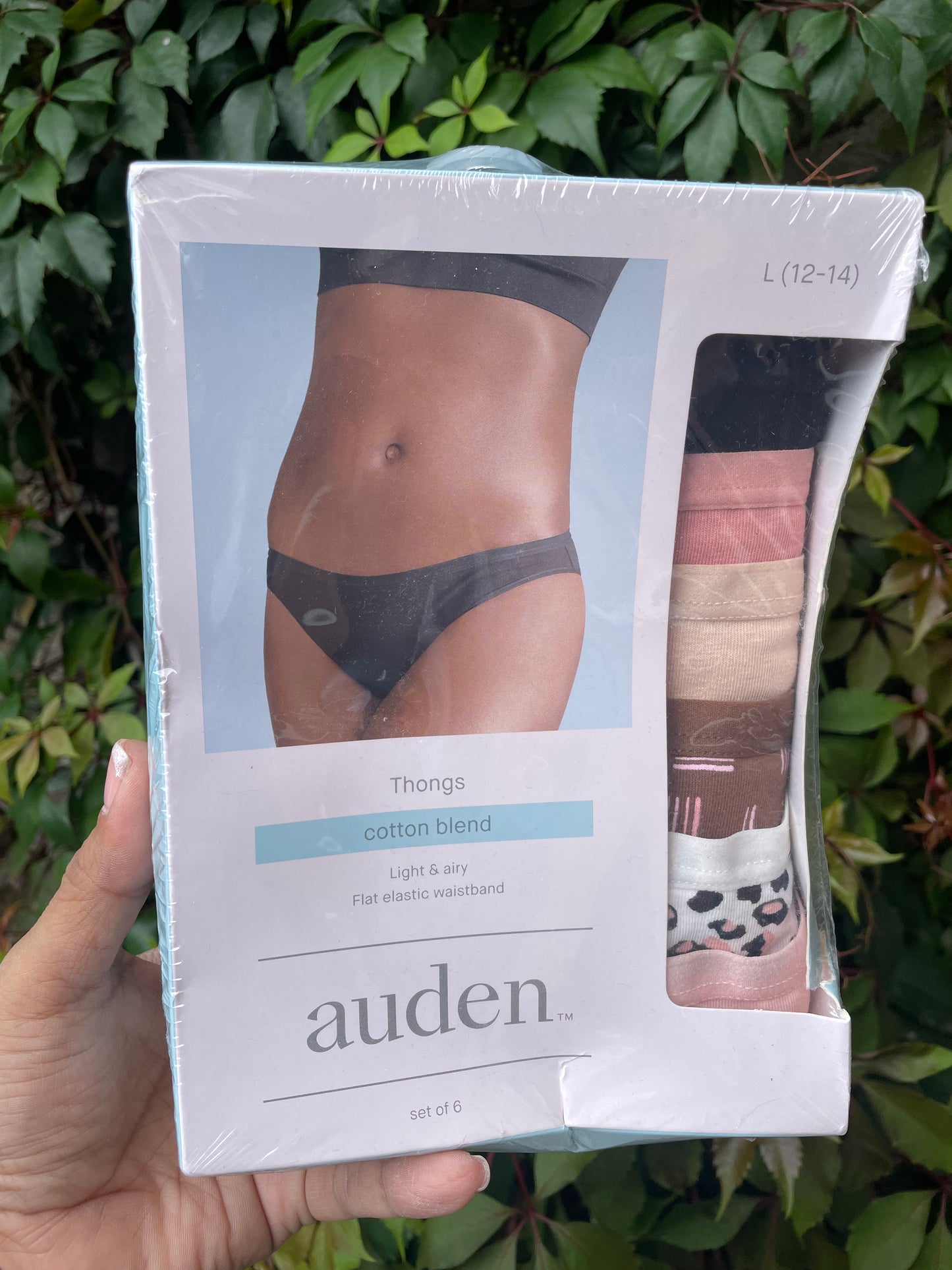 Tanga con estampado de 6 piezas para mujer - Auden™ Rosa/Negro/Marrón- Talla L