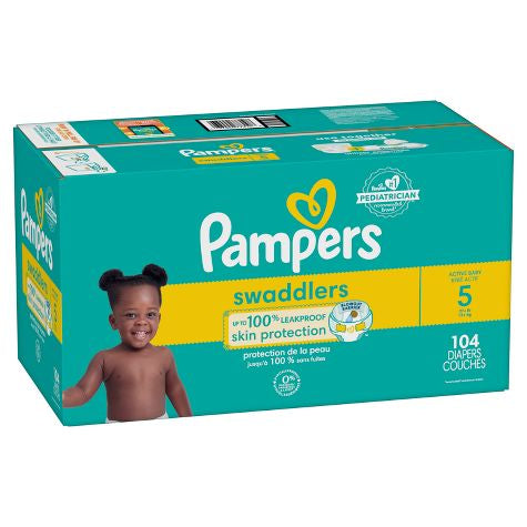 Pañales activos para bebés Pampers Swaddlers-Talla 5 ( 104 pañales)