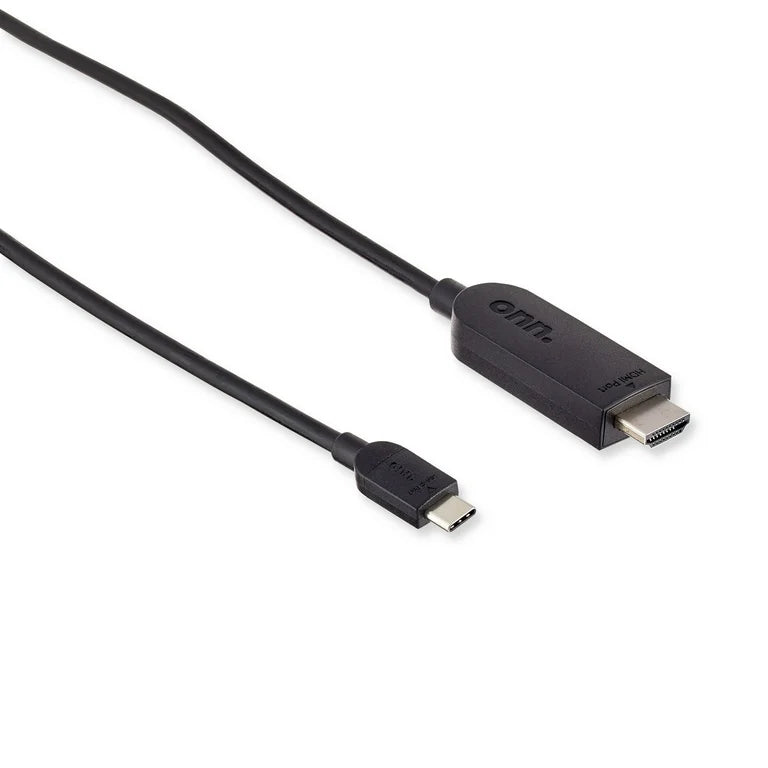 Onn. Cable de conector macho USBC a HDMI de 6', negro, 1 pieza por paquete