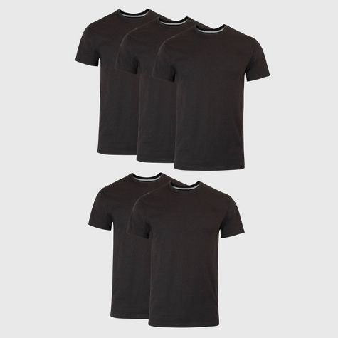 Camiseta Hanes Men's Premium 5pk Slim Fit Crew Neck - Negro- talla L