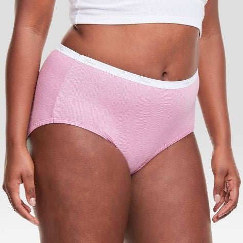 Surtido de bloomer de brezo acanalado de algodón de 6 piezas de Hanes para mujer- talla10