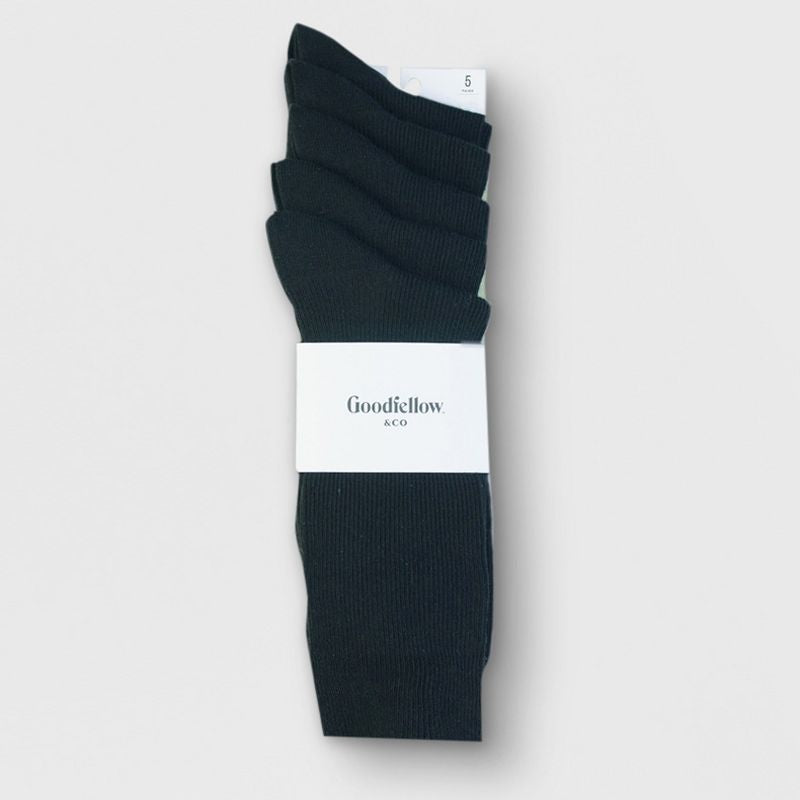 Calcetines de punto plano para hombre 5 pares  - Goodfellow & Co™ Black 7-12