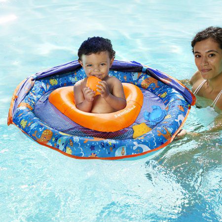 Swim School Dino Flotador de piscina, Grow-with-Me Baby Boat, Juguete de piscina para niños de 6 a 24 meses, ¡3 juguetes adicionales incluidos!