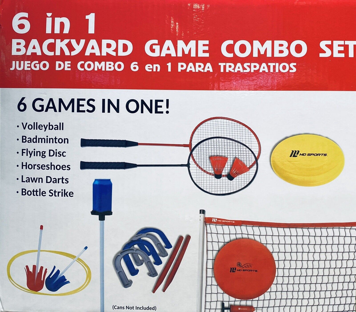 MD Sports 6 en 1 Juego Combo de Juego de Patio Trasero Voleibol Bádminton Disco Volador