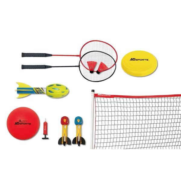 MD Sports 6 en 1 Juego Combo de Juego de Patio Trasero Voleibol Bádminton Disco Volador