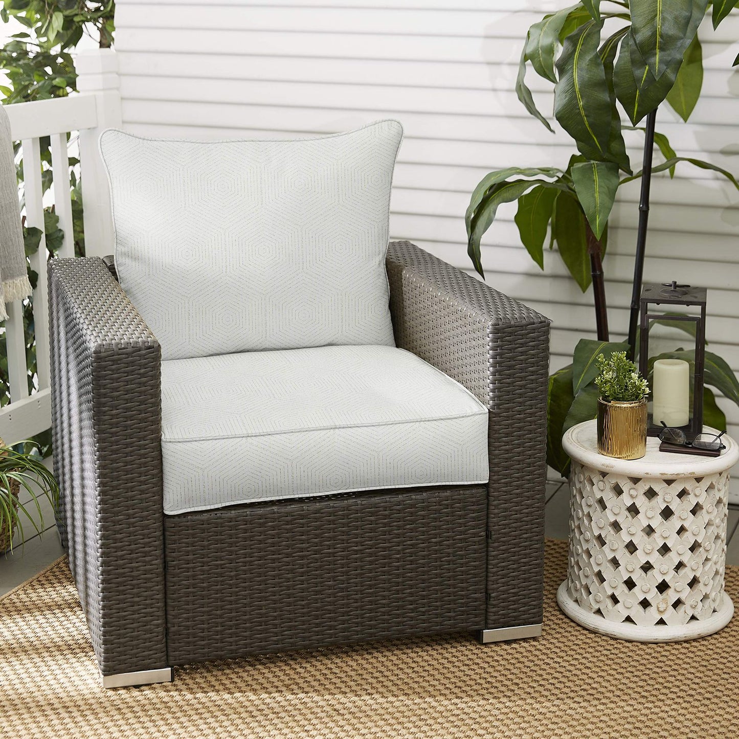 cojin de Sillon Gris con respaldo Sunbrella