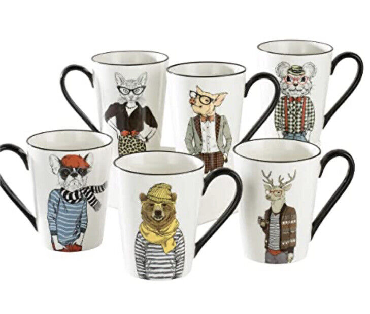 Juego de 6 tazas Hipster Animal 16.5 oz Signature Housewares Inc.