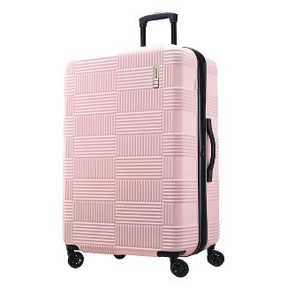 Maleta Rosa giratoria grande de cuadros rígidos